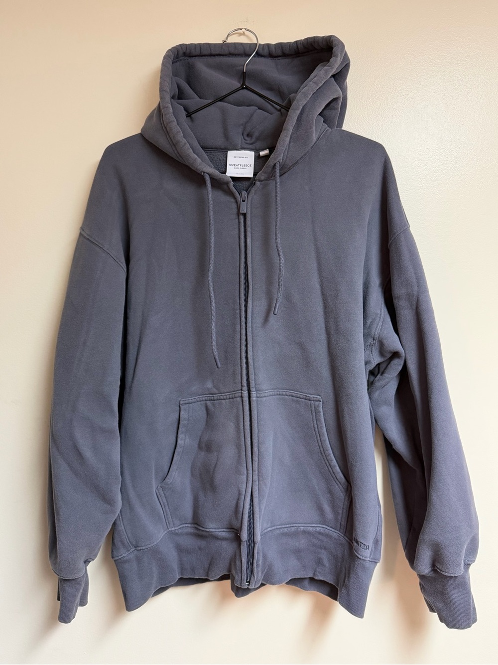 Aritzia Boyfriend-Fit Blue Grey Full-Zip Hoodie